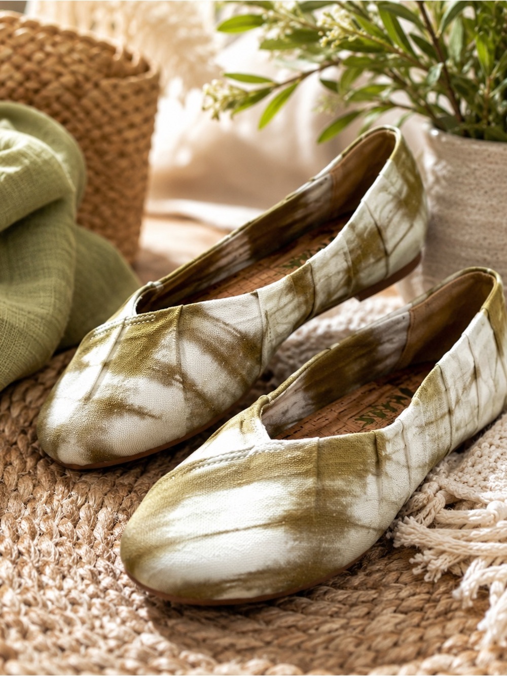 Kork-Ease Korks Ballet Flats Green Tie Dye Cork Footbed Comfort Shoes Size 9